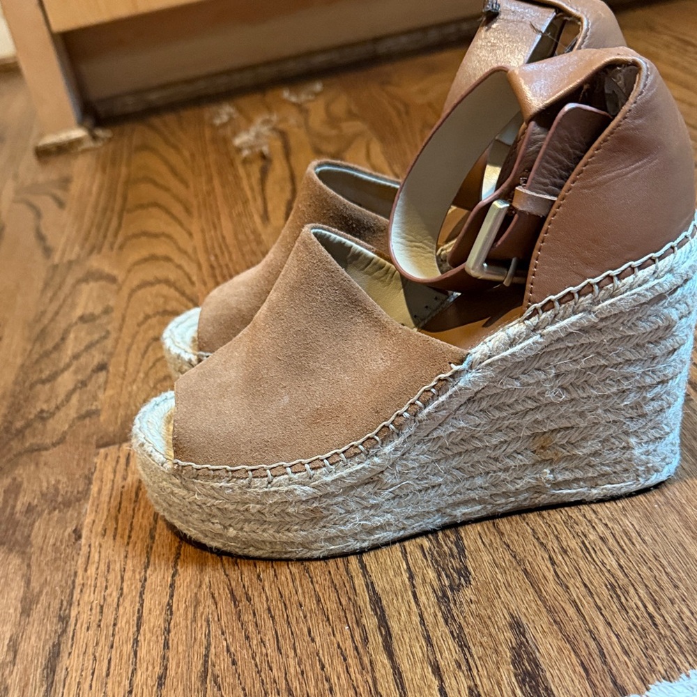 Marc Fisher Brown Espadrille Wedges